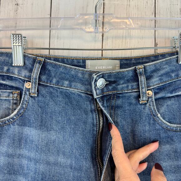 Everlane Medium Blue The Curvy Cheeky Jean Raw Hem Straight Leg Size 29 Regular - Picture 4 of 15